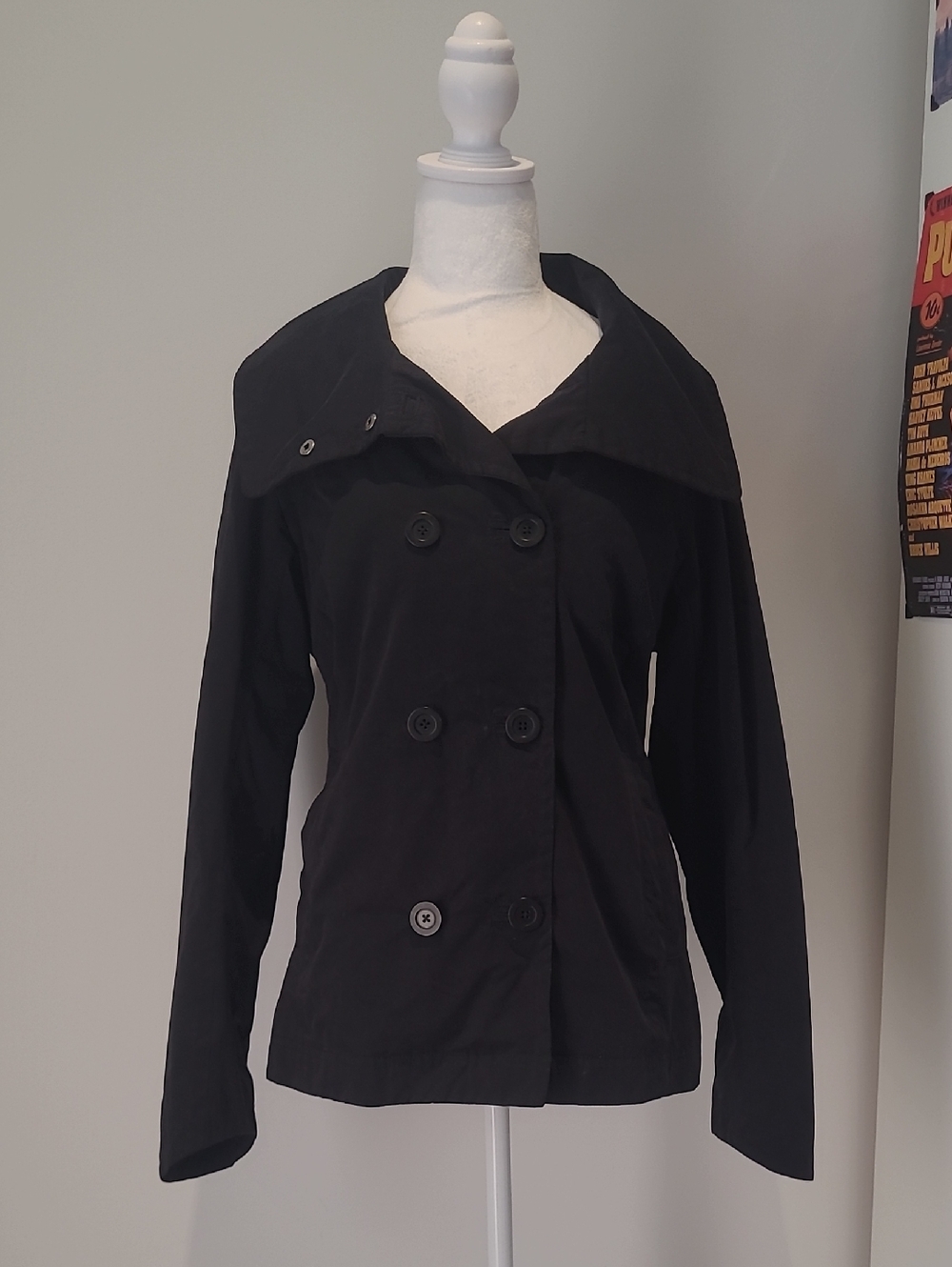 Columbia Sportswear Company Classic Black Double-Breasted Trench Jacket